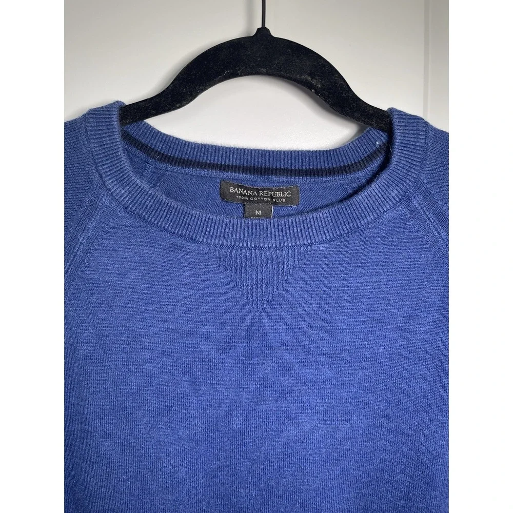 Banana Republic Long Sleeve Crewneck‎ 100% Cotton Slub Sweater Blue Men's Medium